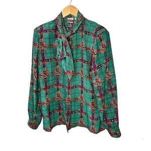 Vintage Oleg Cassini Silk Floral Holiday Top